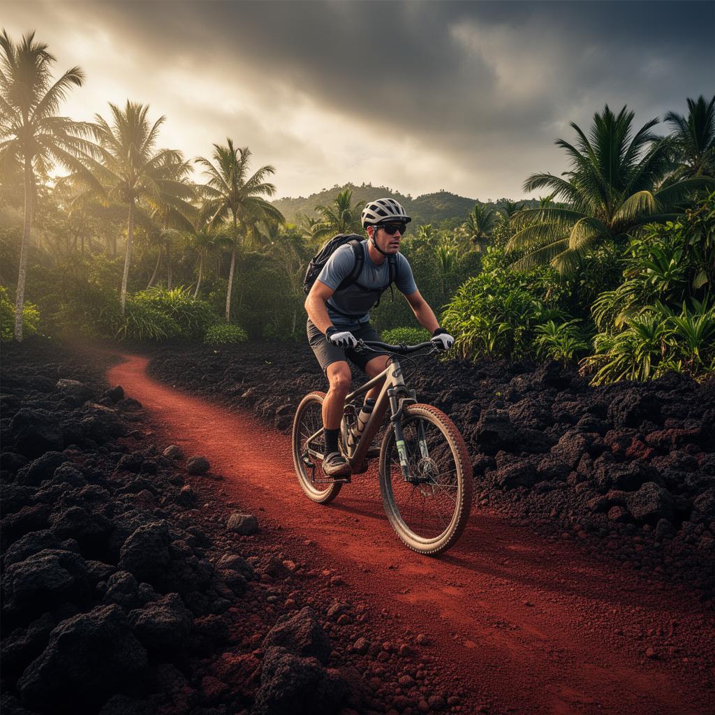 Vélo de piste sur les sentiers volcaniques